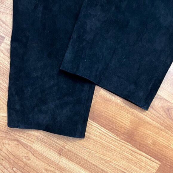 Vintage Eaton 1 Genuine Suede Pants Pleated Front Sz 10 14 Black - Picture 5 of 9